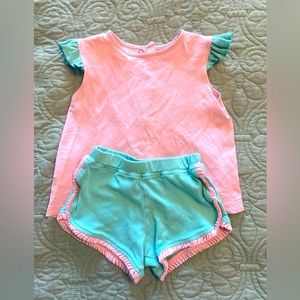 Pink and teal short set